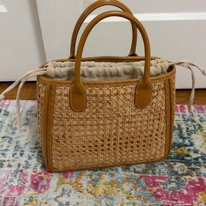 NWOT Talbots Caning Drawstring Wicker Tote